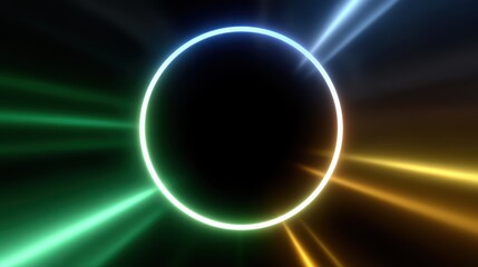Obraz premium Vibrant Circular Gradient with Radial Neon Transition Illuminating Dark Background