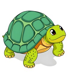 Obraz premium Cartoon tortoise isometric isolated with white background