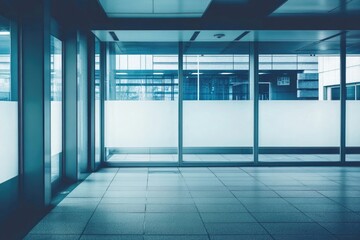 Naklejka premium Daytime modern glass-walled interior