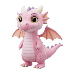 Cute Pink Dragon with Big Eyes and Small Wings Adorable Fantasy Creature