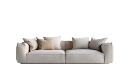 Light beige sofa with rounded arms and beige cushions