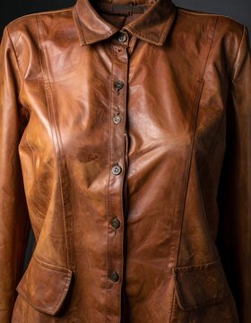 Close-up of a brown leather jacket