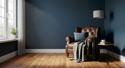 Cozy Reading Nook with Leather Armchair and Natural Light
