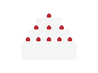 ホールケーキ（イチゴ）のアイコンのイラスト