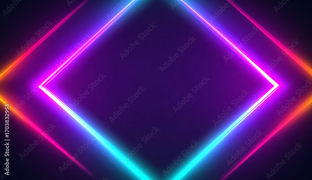 Wall mural a vibrant neon background with an empty diamond shape in the center, perfect for adding text or grap