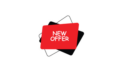 Bold red square with new offer text on abstract background