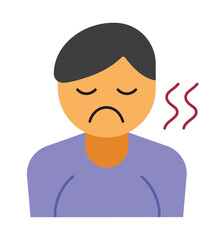 Unwell character icon showing symptoms of illness, such as flu or a cold.
