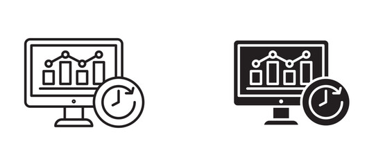 Real time data Icons in solid and liner versions.