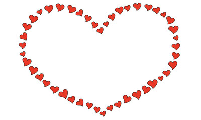 ハートで作るハート型のフレーム背景