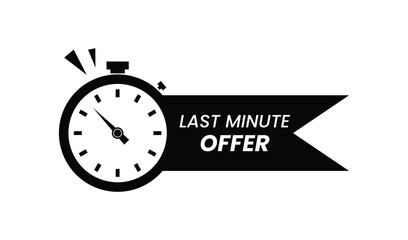 Last minute offer with stopwatch icon and banner