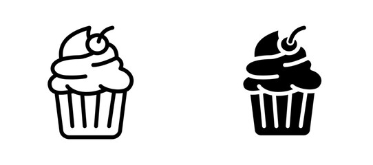 Cup Cake Icons in solid and liner versions.