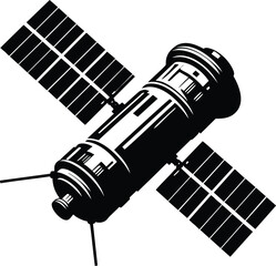 Space satellite with solar panel vector illustration isolated on a white background