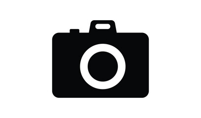 Simple black camera icon with white lens outline