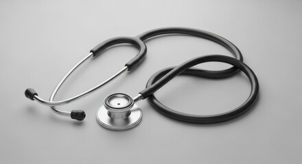 Medical stethoscope on a gray background for healthcare and wellness concepts use