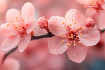 Obraz premium Blooming Sakura Branches on Bokeh Background