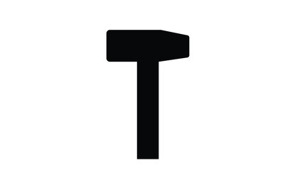Black silhouette of a sledgehammer on a white background