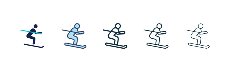 Skiing icon vector illustrations set for app and web © Chris