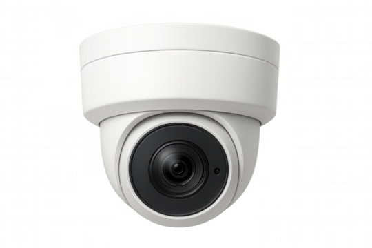 Modern security camera providing constant surveillance, ensuring safety and protection with transparent background
