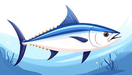 Obraz premium Cartoon tuna in underwater scene