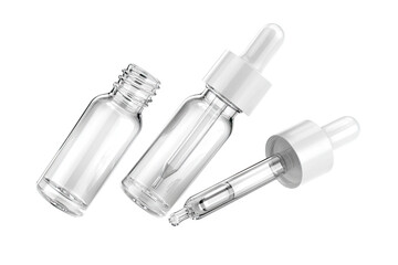 Naklejka premium Three clear glass dropper bottles