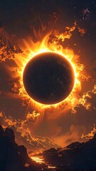 Fiery celestial eclipse