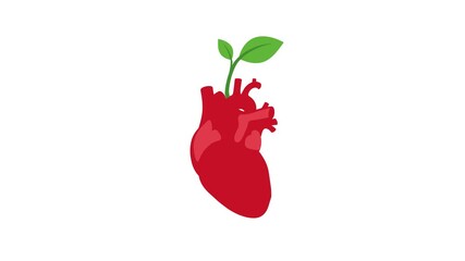 Organic Heart Health Concept with Sprouting Green Leaves