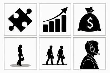 Business and finance icons representing growth and collaboration