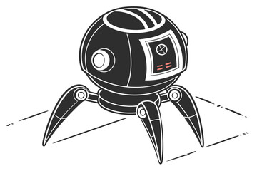 Futuristic spherical robot with four legs on a surface