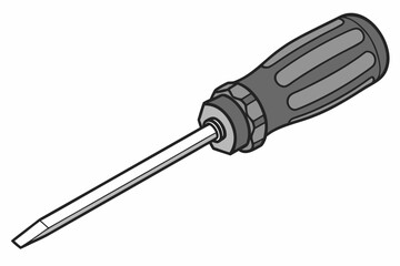 Illustration of a flathead screwdriver with a gray handle