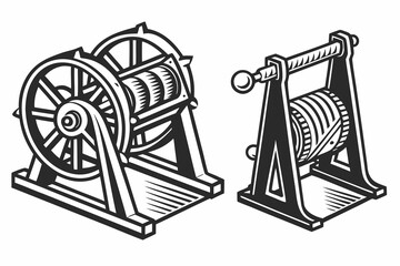 Vintage mechanical winch and hoist devices