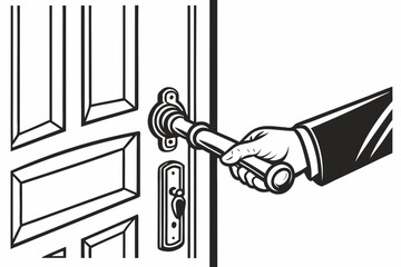 Hand opening a door with a lever handle