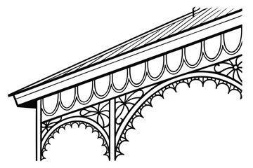 Ornate victorian archway with decorative metalwork and canopy