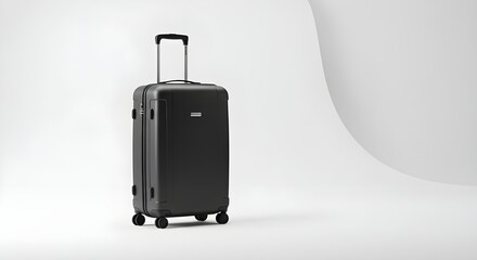 Black Carry-On Suitcase on White Backdrop | Isolated Roller Bag for Travel Advertising and Product Mockups
