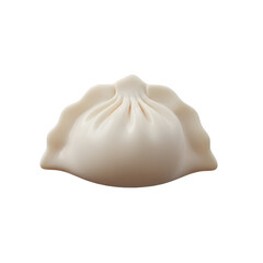 Closeup of a single steamed dumpling isolated on transparent background, 3d momos