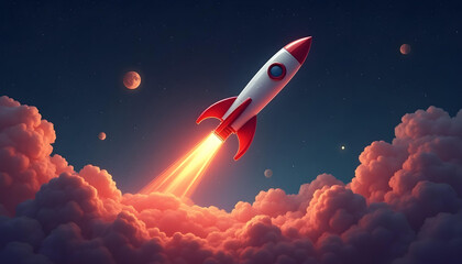 Naklejka premium rocket in the sky