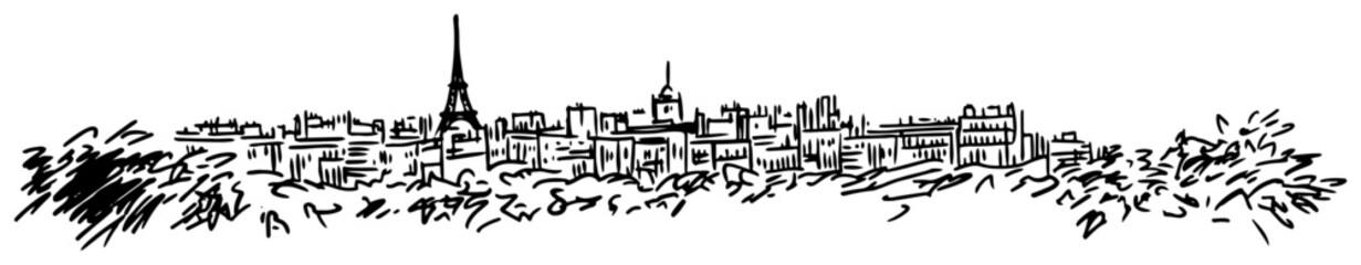 Obraz premium Paris France cityscape with Eiffel tower vector sketch