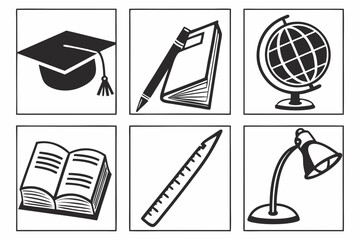 Education and school supplies icons
