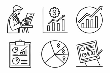 Business and financial data analysis icons