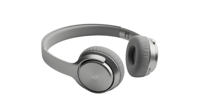 Silver Over-Ear Headphones on White Background | Studio Shot of Stylish Wireless Audio Device for Music Lovers and Technology Marketing