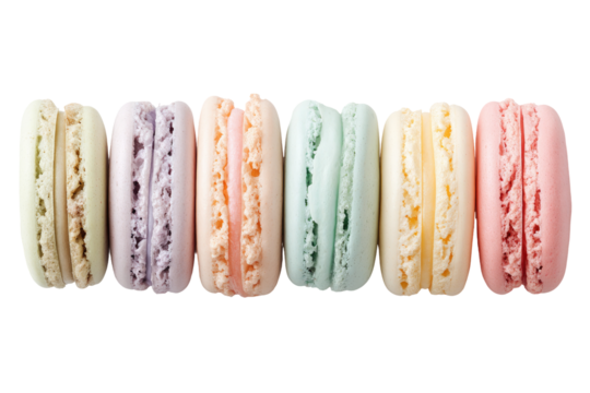 Row of colorful macarons
