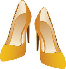 gold heels set minimalist illustration isolated on a transparent background
