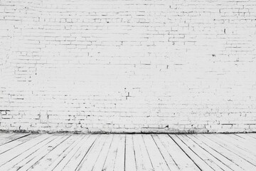 White wall, wooden floor, spacious room