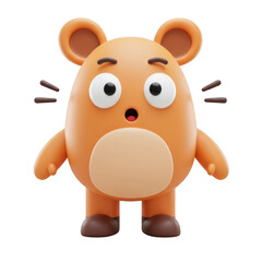 Cute Orange Mouse Character with Surprised Expression on Transparent Background