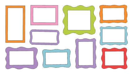 Vector art of collection of colorful decorative picture frames