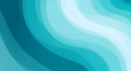 Abstract Turquoise Wavy Pattern Design on White Background