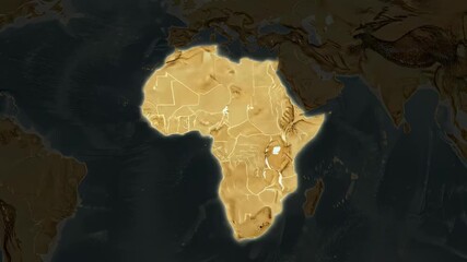 Aerial view of continental drift and tectonic plate movement over millions of years