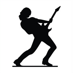 Electric Guitar Player Silhouette Rock Music Icon