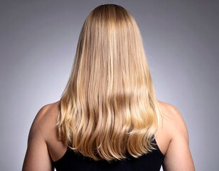 Naklejka premium Back view of a person with long blonde hair