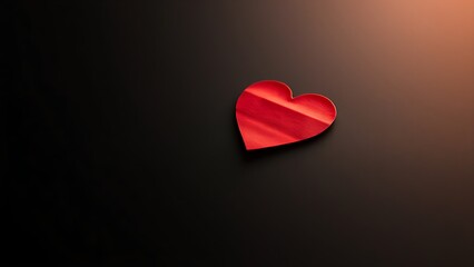 Fototapeta premium Red heart shape on a sleek black surface, radiating warmth and emotion with a minimalist aesthetic.