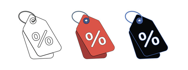 Discount level tag icon vector. Grab amazing deals now with colorful vibrant percentage tags symbol. vector illustration.